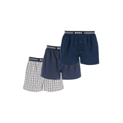 set 3 boxer uomo cotone blu scuro righe quadretti vita elastica aw2024