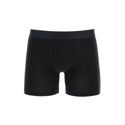 black slim fit boxer in cotton with logo elastic