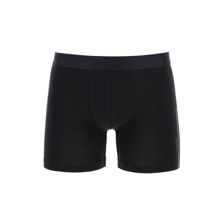 black slim fit boxer in cotton with logo elastic