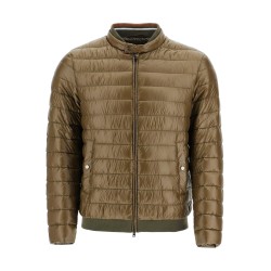 military green down jacket in polyamide with high collar