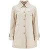 medium length waterproof beige cotton trench coat with buttons