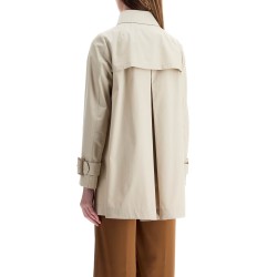 medium length waterproof beige cotton trench coat with buttons