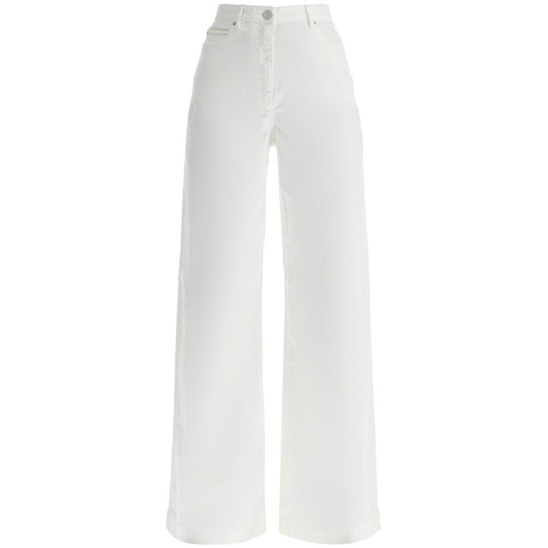 wide leg twill trousers in italian