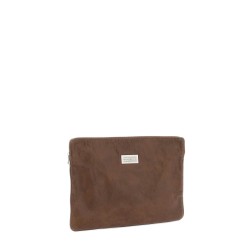 crinkled leather document holder pouch