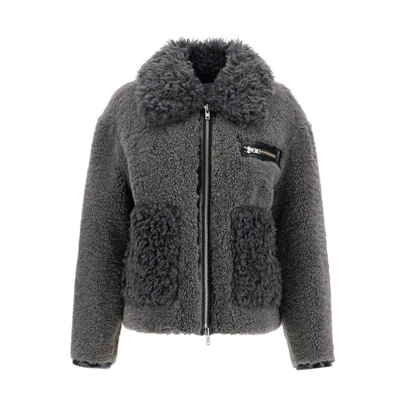 short eco shearling coat