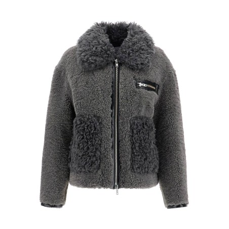 short eco shearling coat