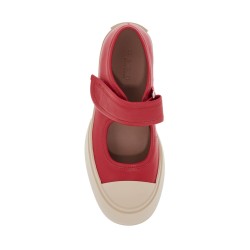 intense crimson calfskin sneakers with velcro closure