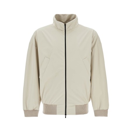 beige nylon and polyester jacket with high collar and zip