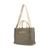 raffia-effect canvas small tote bag