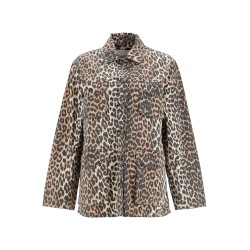 leopard print canvas overshirt