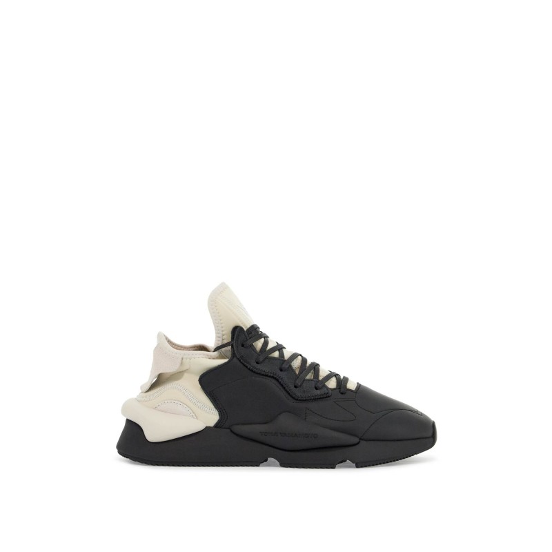 black fabric and leather kaiwa sneakers for men