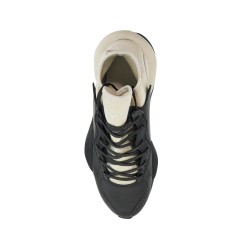 black fabric and leather kaiwa sneakers for men