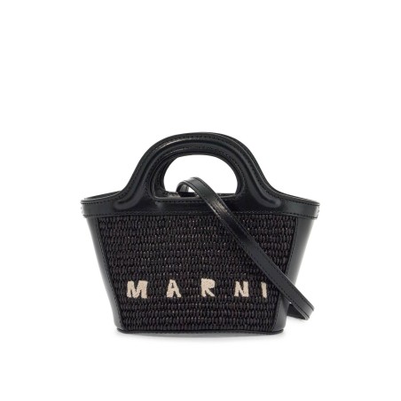 black woven cotton and nylon handbag with leather details and removable shoulder strap