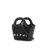 black woven cotton and nylon handbag with leather details and removable shoulder strap