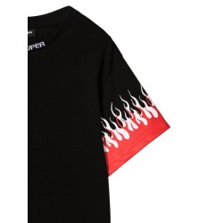 BLACK KIDS TSHIRT WITH DOUBLE FLAME