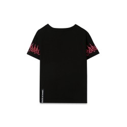 BLACK EMBROIDERED TSHIRT FUCHSIA FLAME