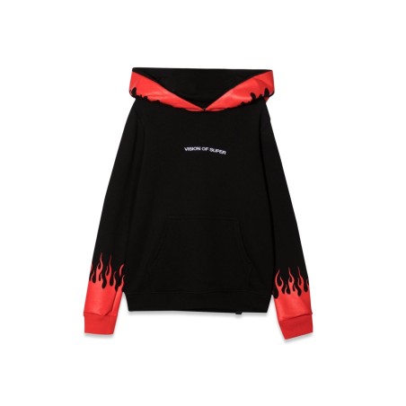 BLACK HOODIE WITH RED FLAMES