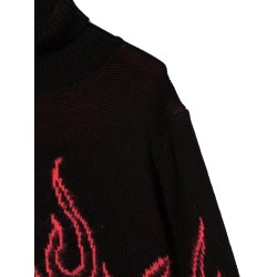 BLACK JUMPER HIGH NECK WITH PINK FLAMES