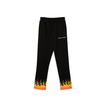 BLACK PANTS WITH RED SHADED FLAMES