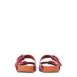 SANDALS WITH COCONUT PRINT LEATHER