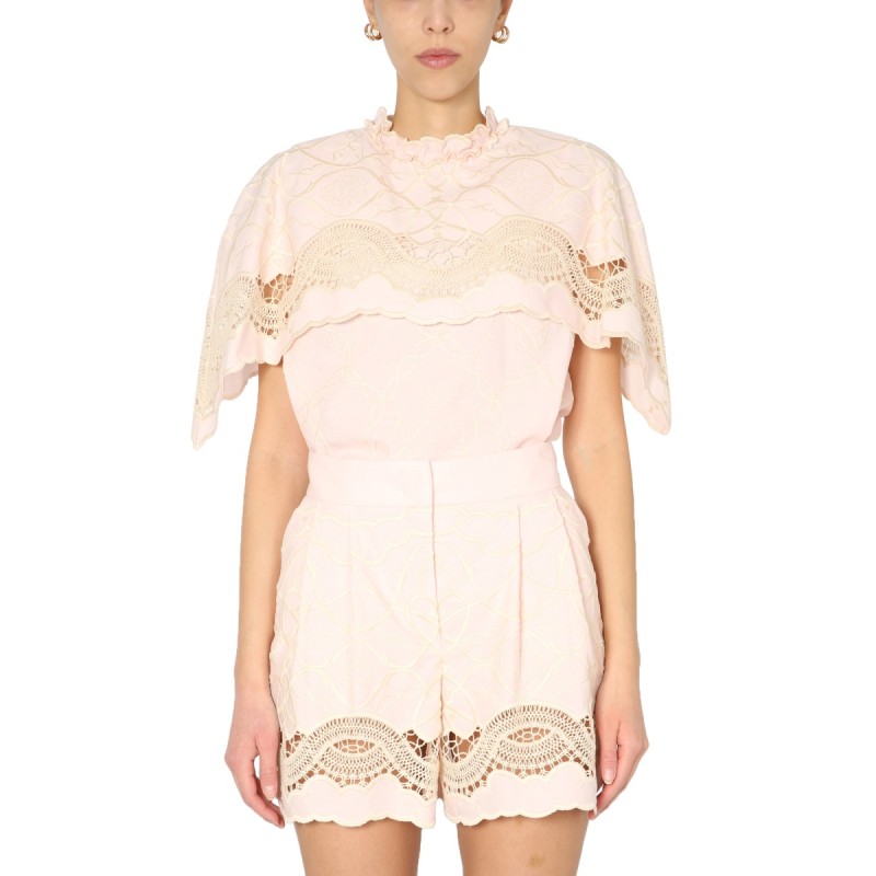 EMBROIDERED CAPE TOP