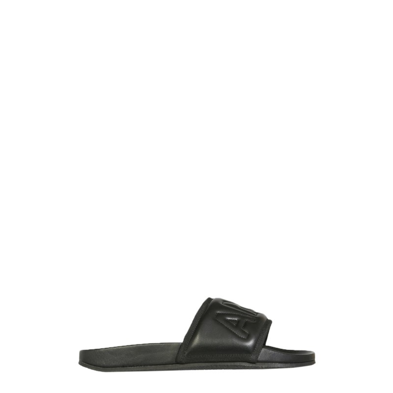 LEATHER SLIDE SANDALS