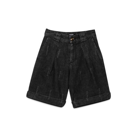 ALLOVER LOGO DENIM BERMUDA SHORTS