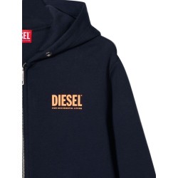 SWEATSHIRT WITH LOGO HOOD AND ZIPPER