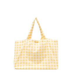 CHECKED COTTON BAG WITH EMBROIDERY