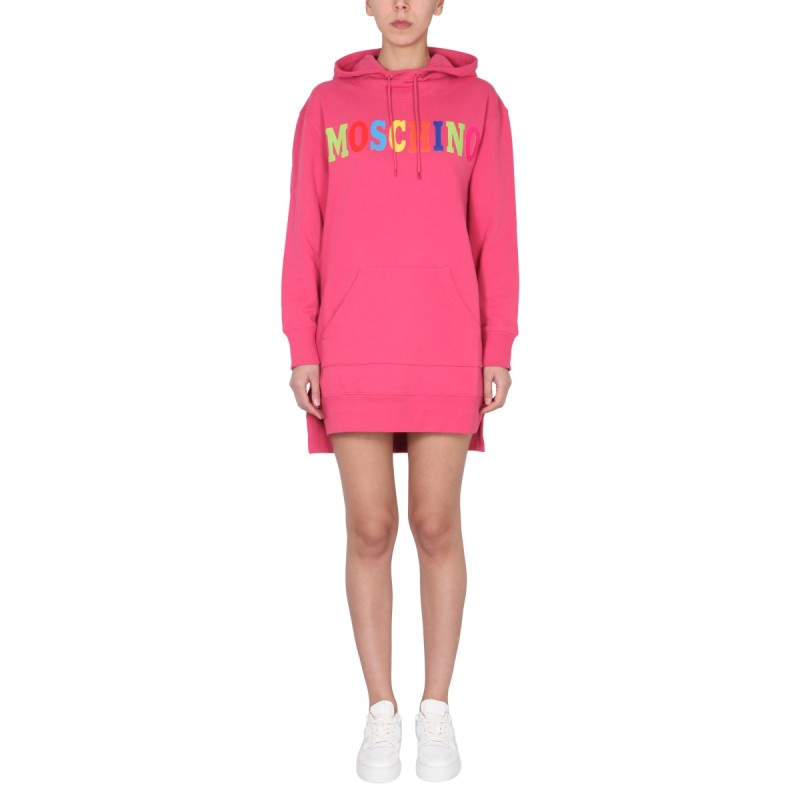 DRESS WITH MULTICOLOR FLOCKED LOGO
