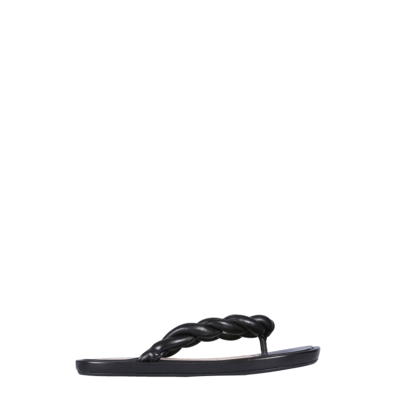 LEATHER SLIDE SANDALS