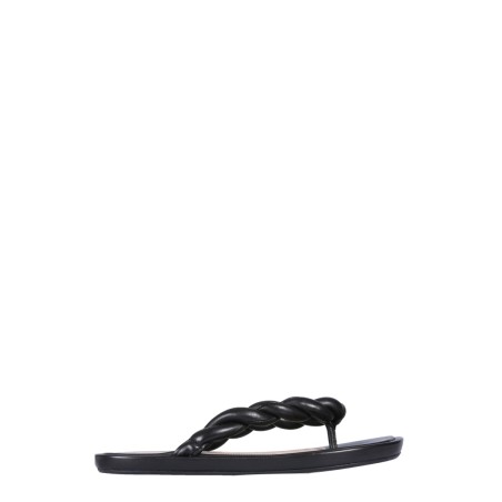 LEATHER SLIDE SANDALS