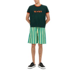 STRIPED PATTERN BERMUDA SHORTS