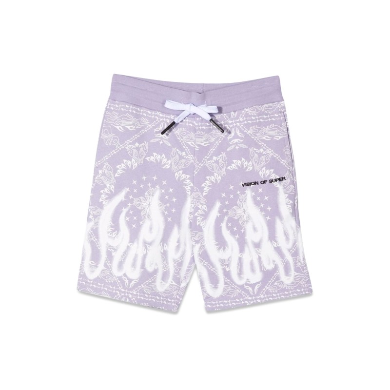 LILAC SHORTS KIDS WITH BANDANA PRINT