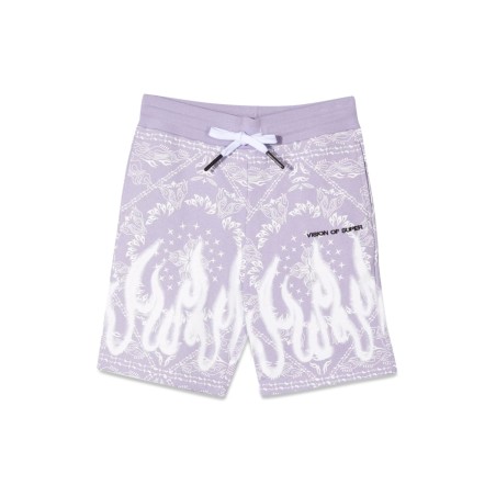 LILAC SHORTS KIDS WITH BANDANA PRINT