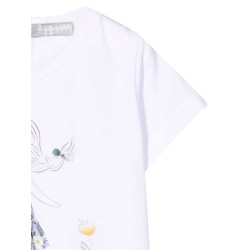 T-SHIRT M/SHORT WHITE/LILAC