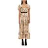 FLORAL PRINT RUCHED SILK DRESS