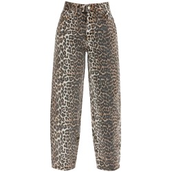 leopard print barrel jeans