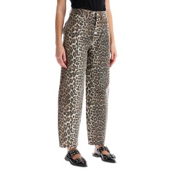 leopard print barrel jeans