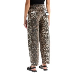 leopard print barrel jeans