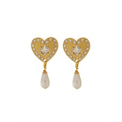 METAL HEART EARRINGS WITH CRYSTALS