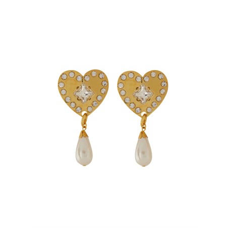 METAL HEART EARRINGS WITH CRYSTALS