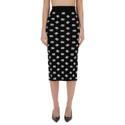 VISCOSE LOGO JACQUARD PENCIL SKIRT