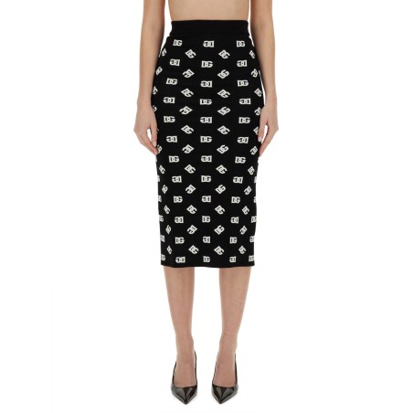 VISCOSE LOGO JACQUARD PENCIL SKIRT