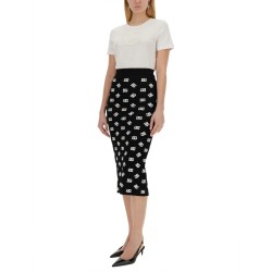 VISCOSE LOGO JACQUARD PENCIL SKIRT