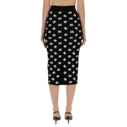 VISCOSE LOGO JACQUARD PENCIL SKIRT