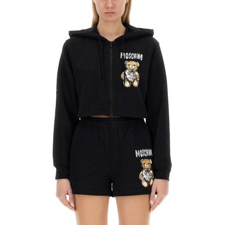 CROPPED SWEATSHIRT WITH TEDDY BEAR LOGO