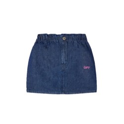 off print plain denim skirt