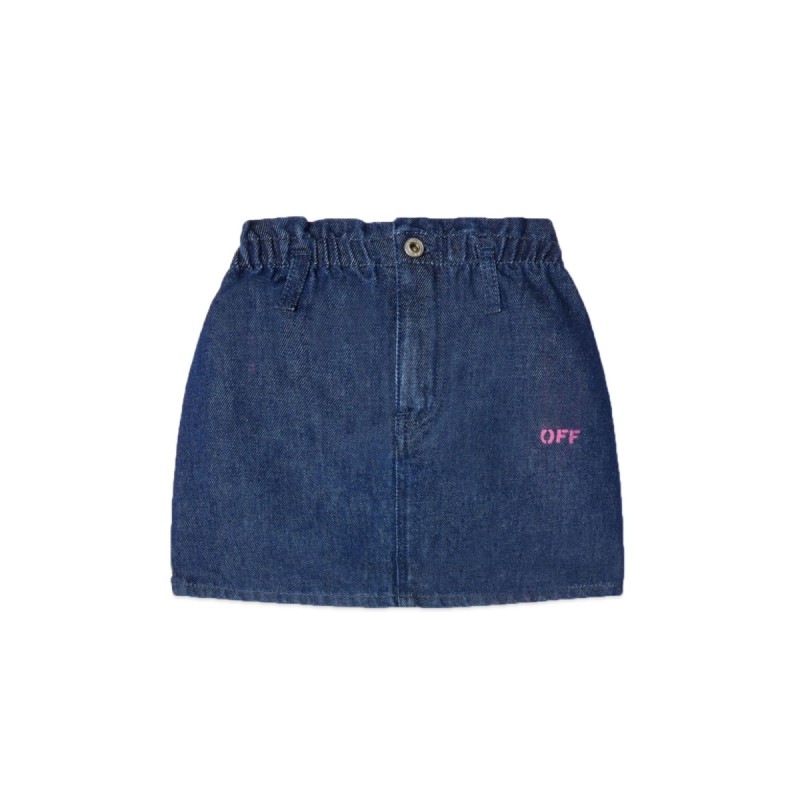 off print plain denim skirt