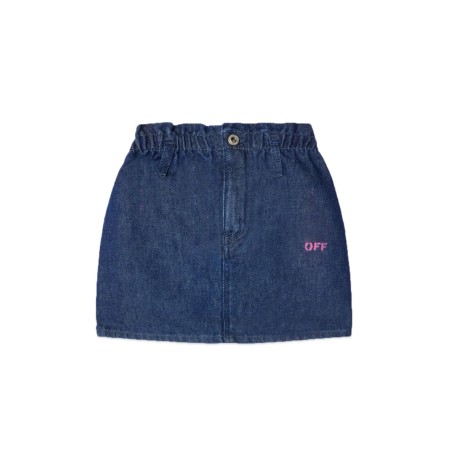 off print plain denim skirt